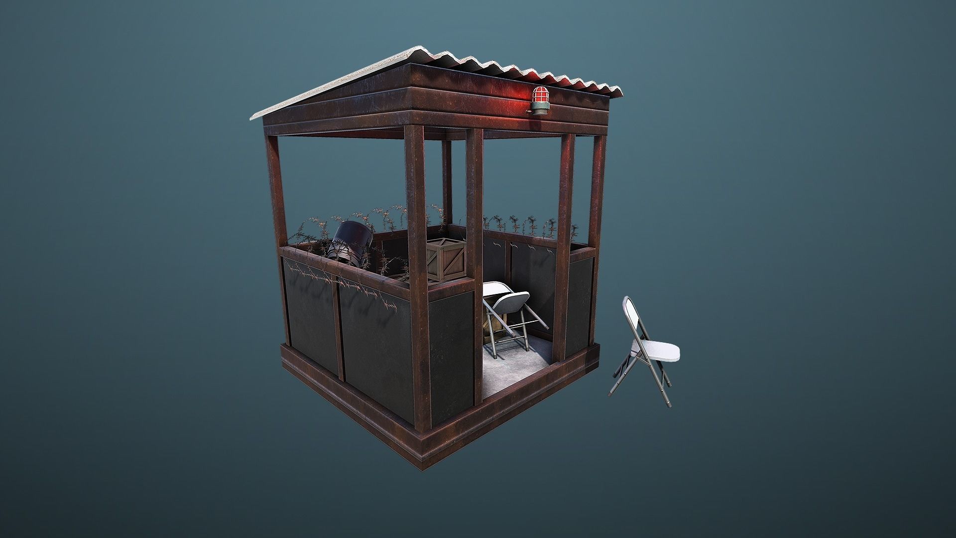 Unity PBR Modular Guard Tower Set Low-poly 3D model_7