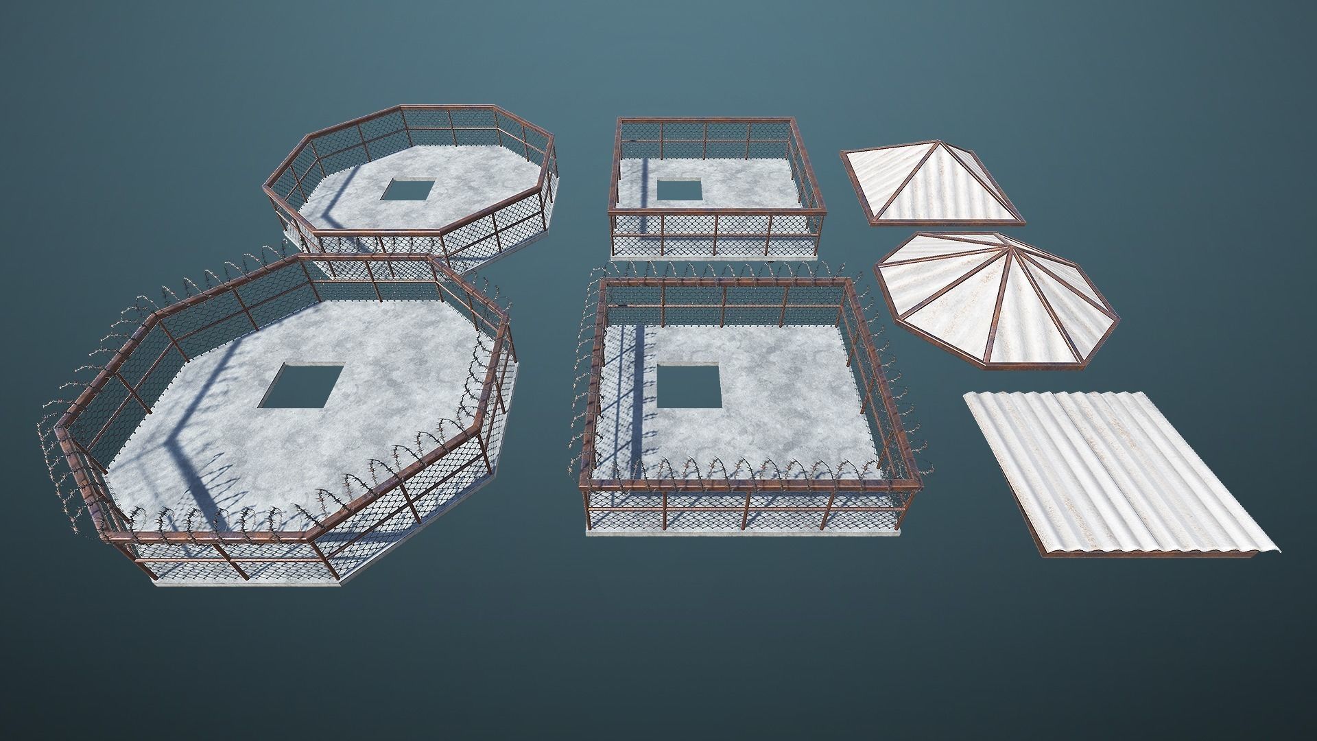 Unity PBR Modular Guard Tower Set Low-poly 3D model_14