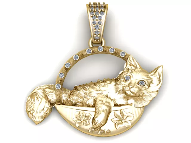 Cat Moon Gold Pendant 3D print model