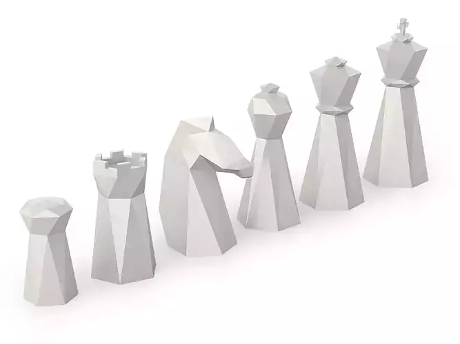 Low Poly Chess Set 3D print model