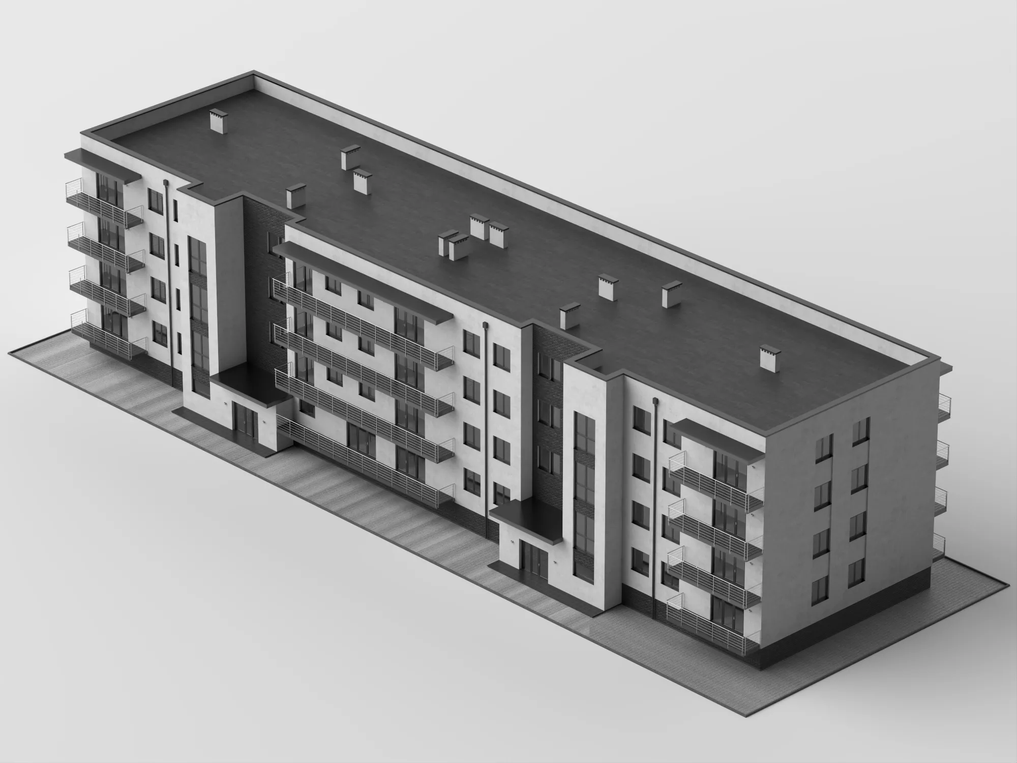 Modern Residential Apartment Building 3D model