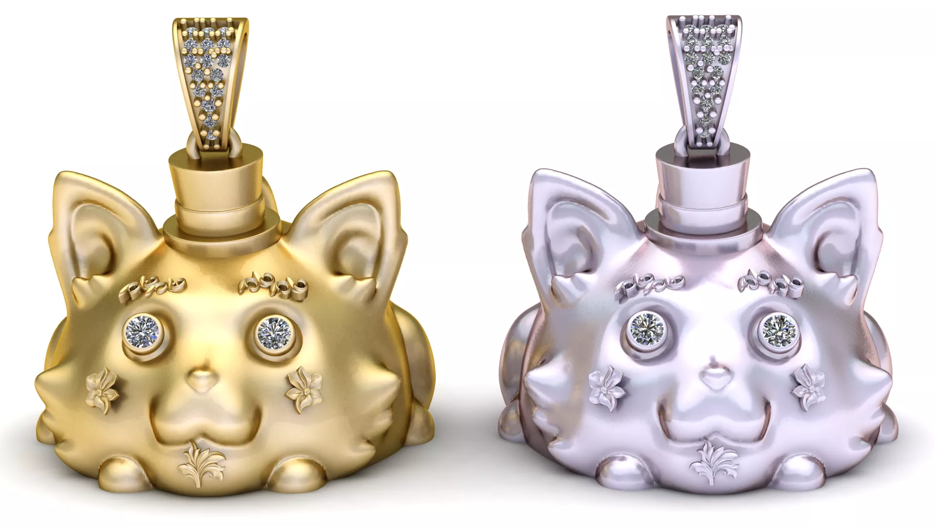 Cat Face Gem Pendant 3D print model
