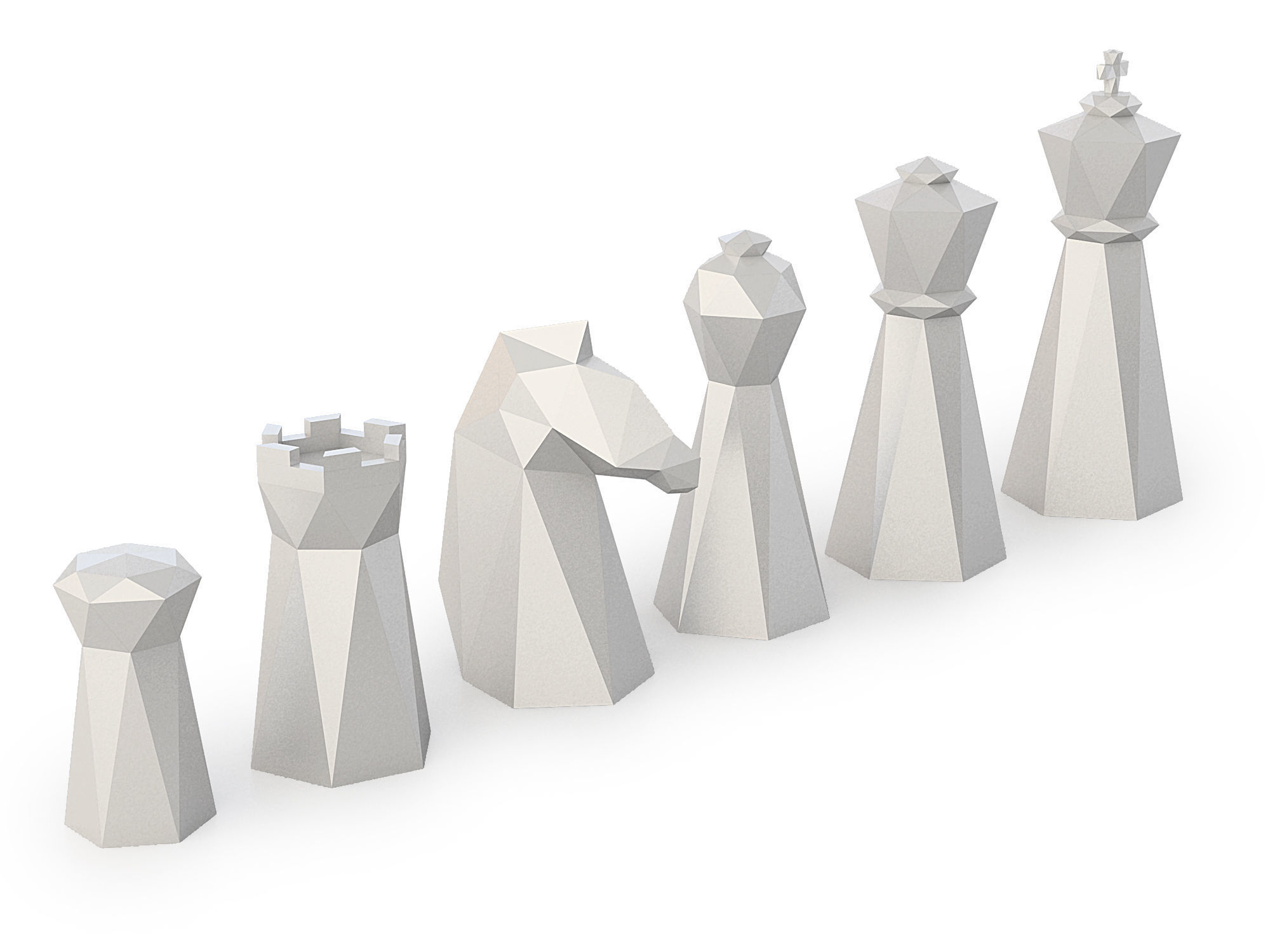 Low Poly Chess set Low-poly 3D model_3