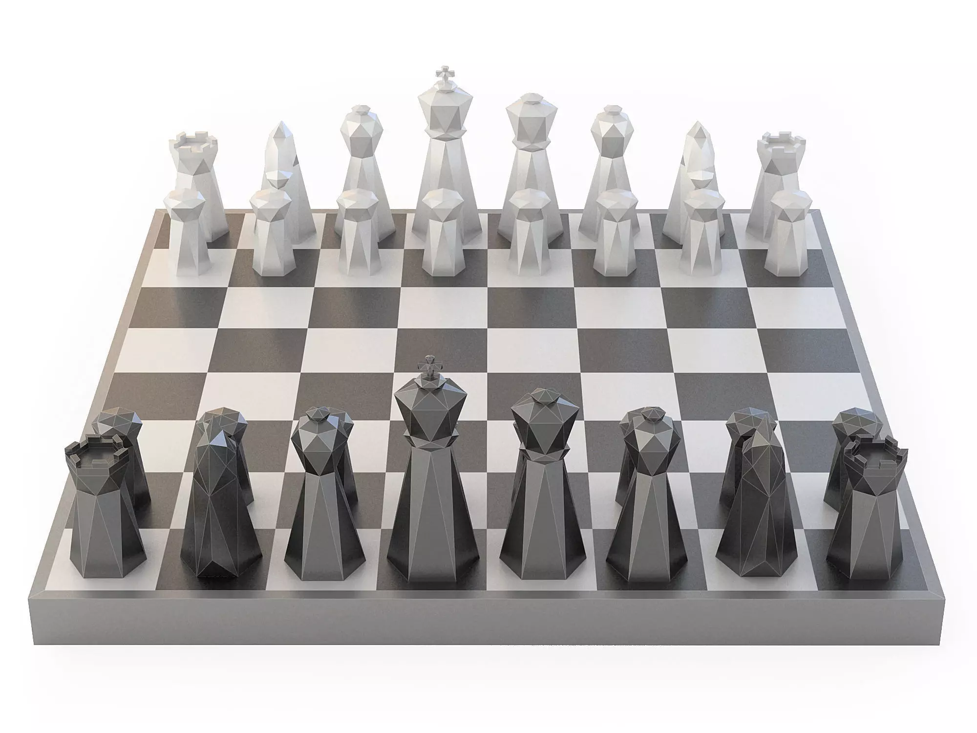 Low Poly Chess set Low-poly 3D model_0