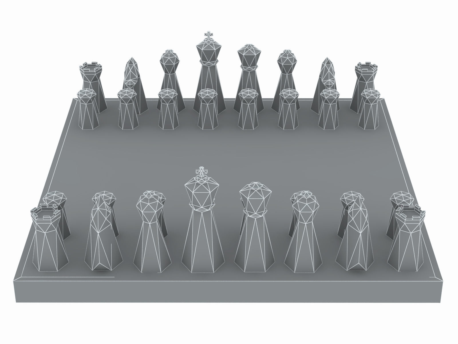 Low Poly Chess set Low-poly 3D model_7