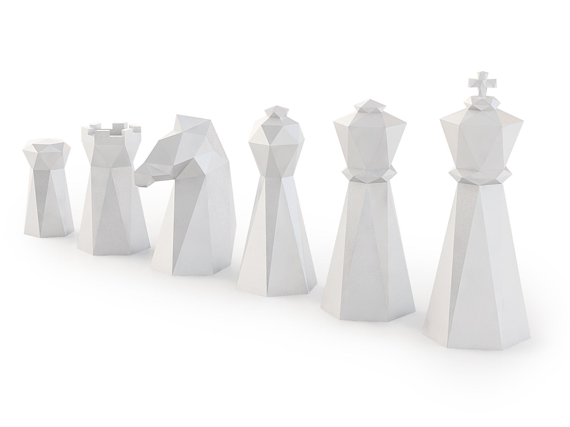 Low Poly Chess set Low-poly 3D model_4