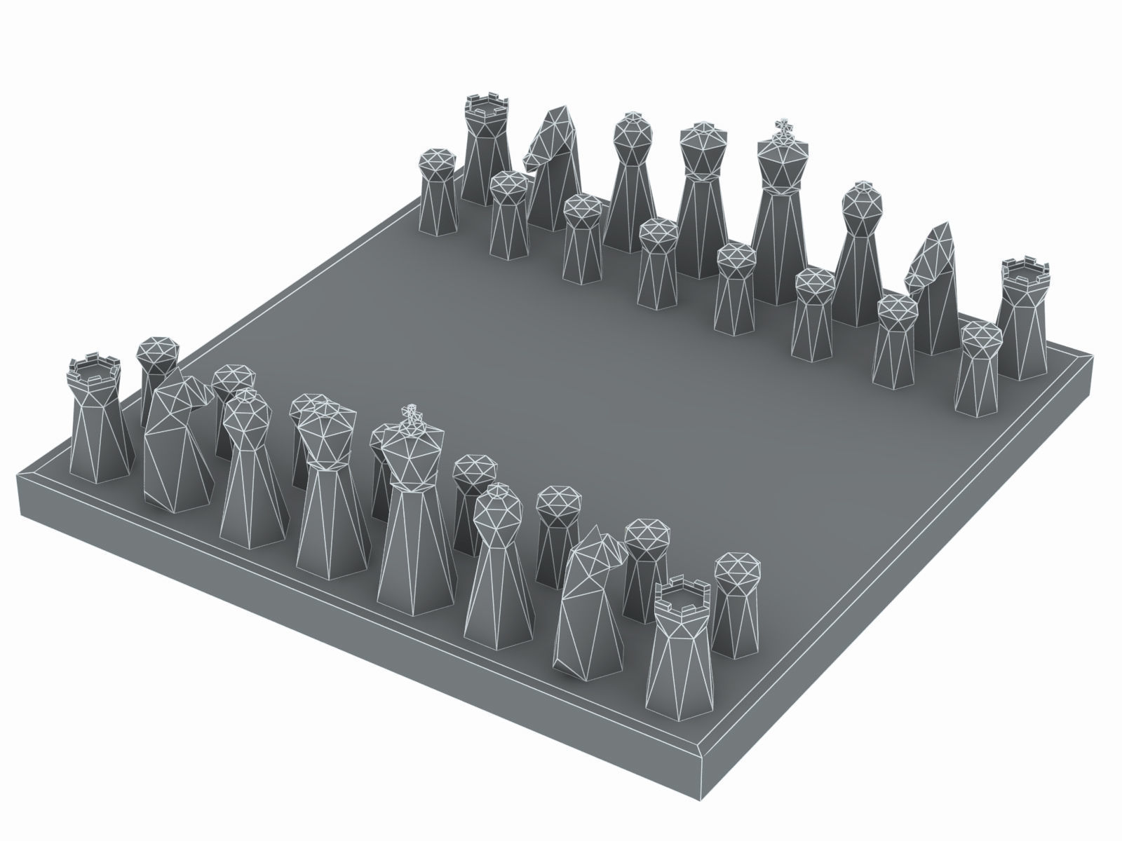 Low Poly Chess set Low-poly 3D model_8