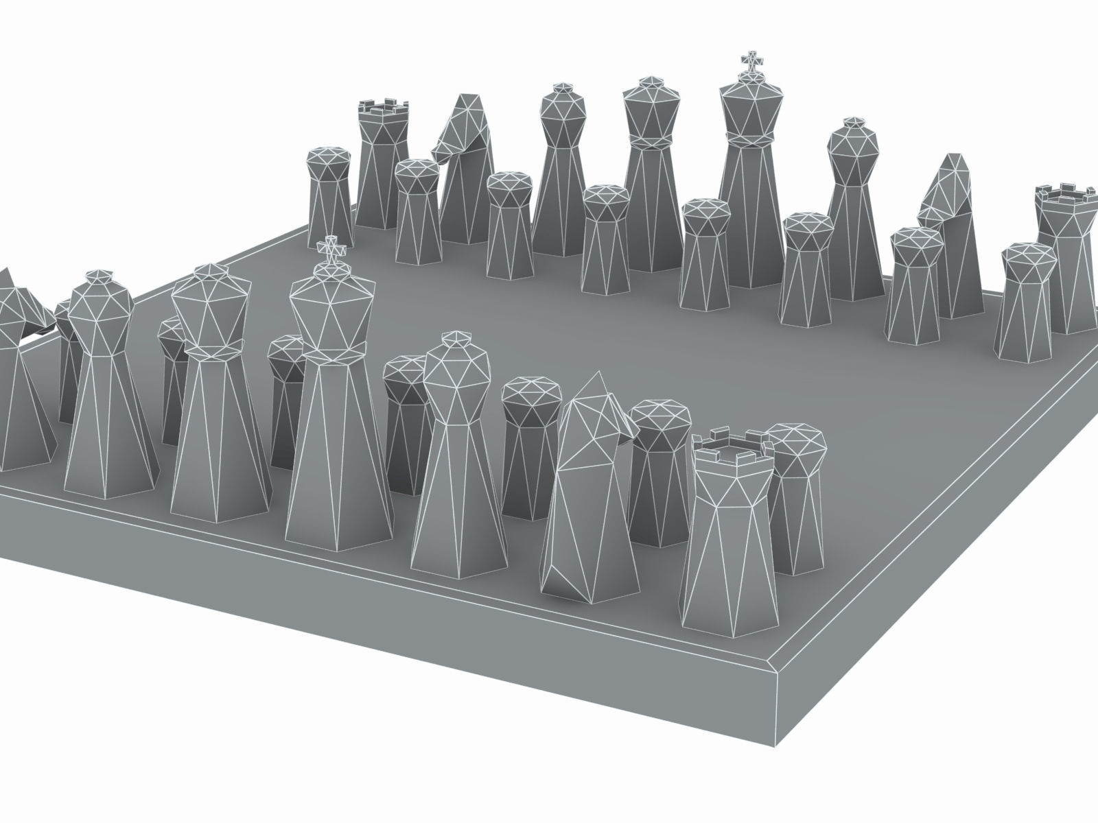 Low Poly Chess set Low-poly 3D model_9