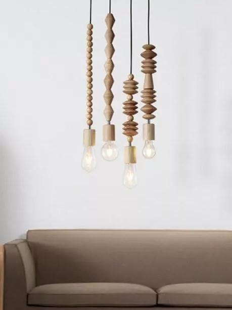 Wood Pendant Light Low-poly 3D model