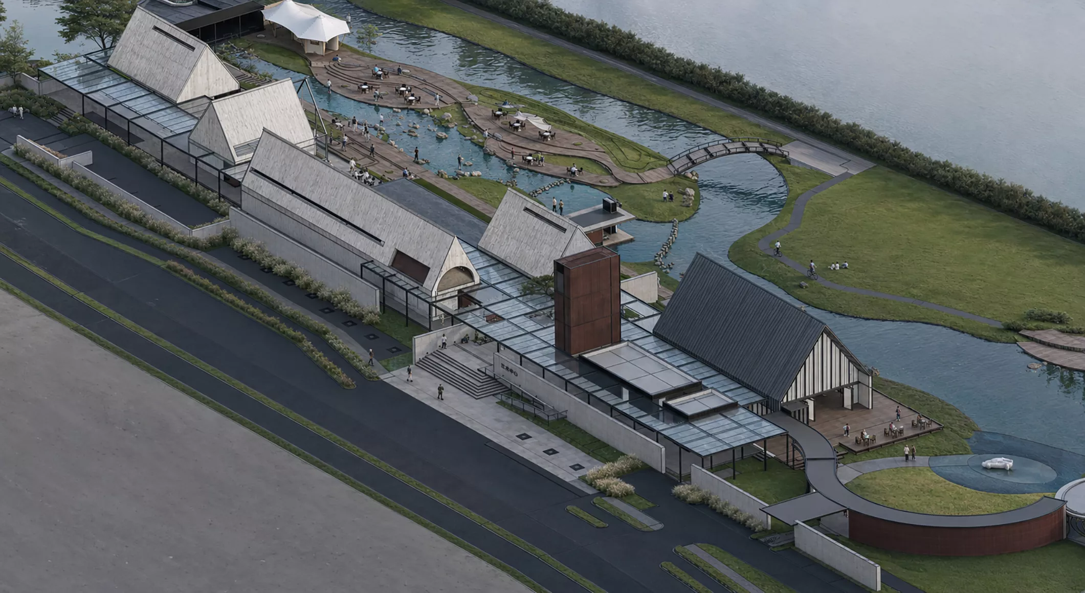 Contemporary Waterside Arts Center and Landscape Complex 3D model