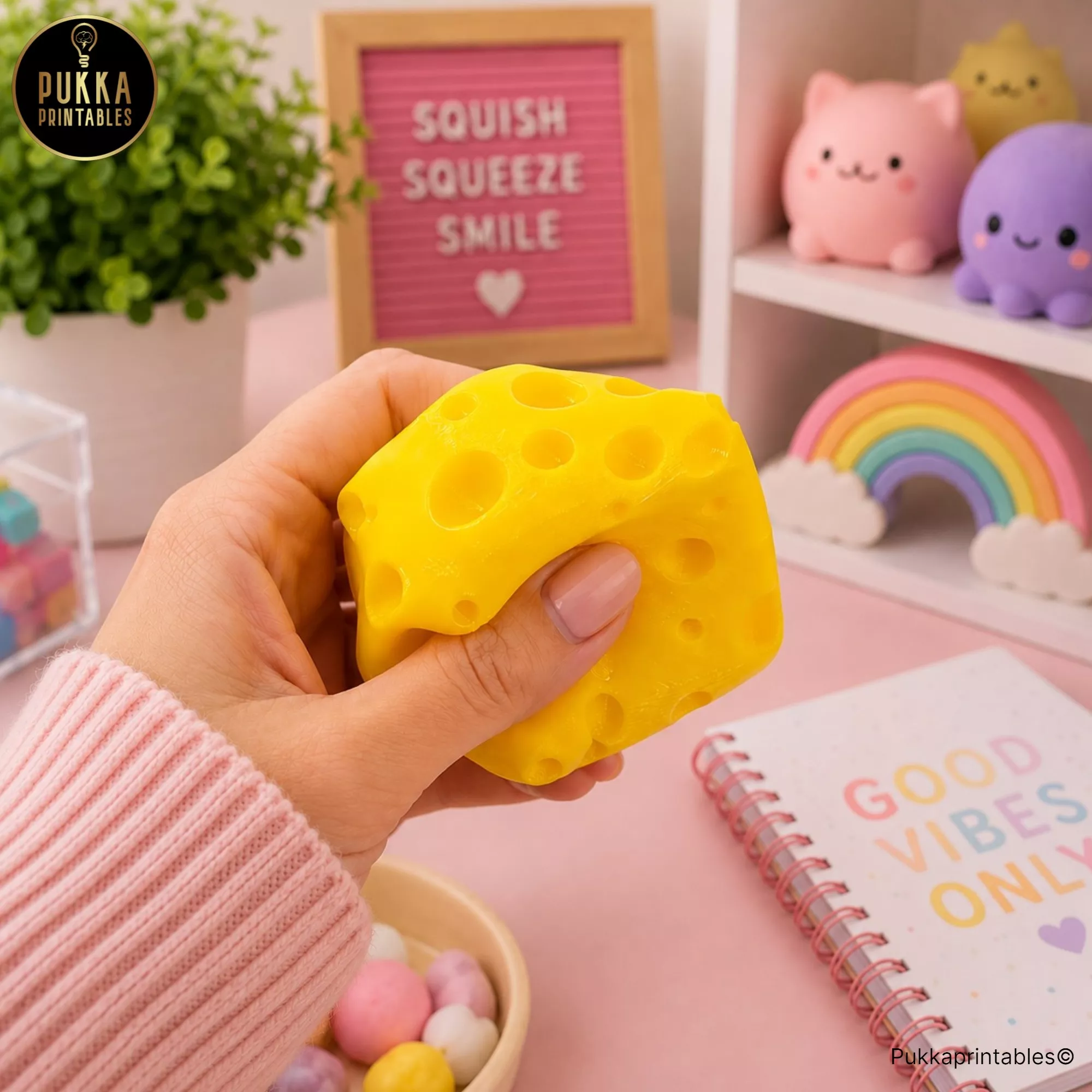 Squishy Cheese Cube STL TPU squishy toy 3D printable 3D print model