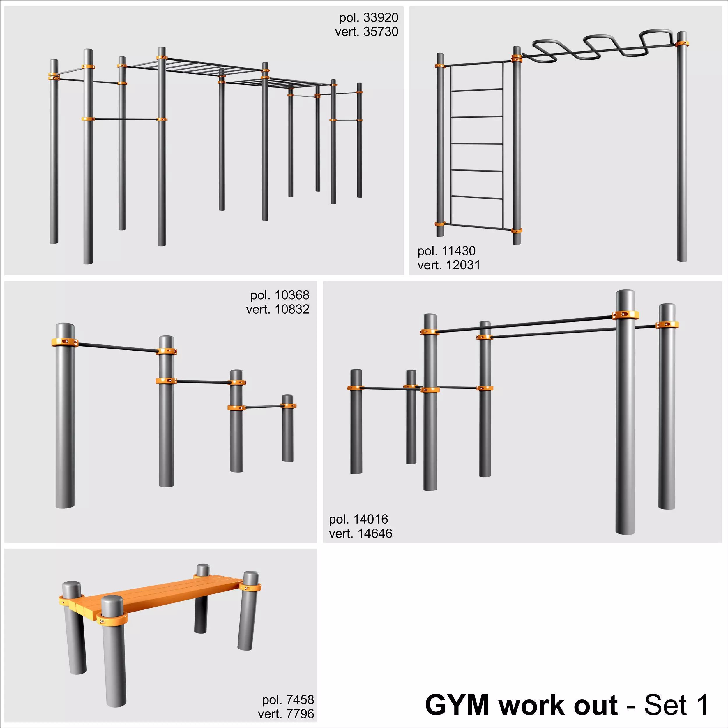 GYM workout set 3D model_0