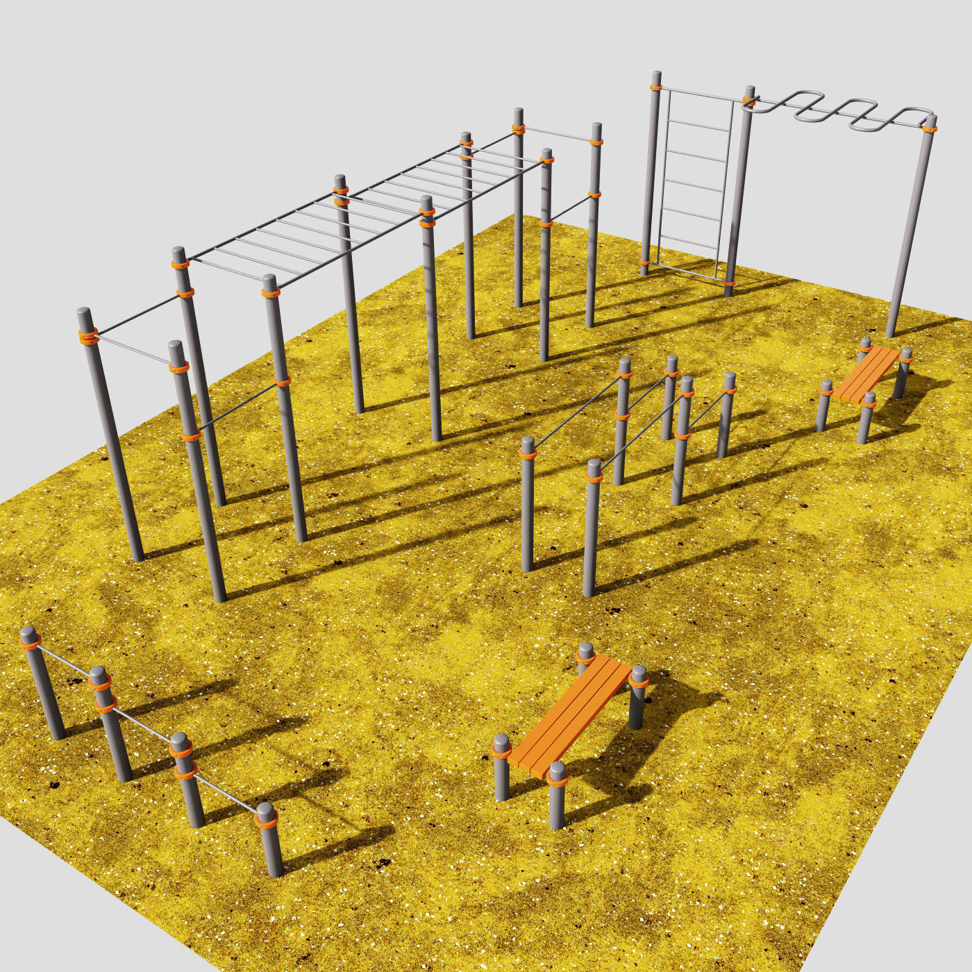 GYM workout set 3D model_1