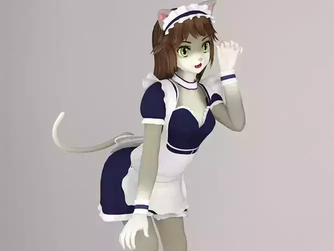 Nekomi anime creature pose 02 3D model