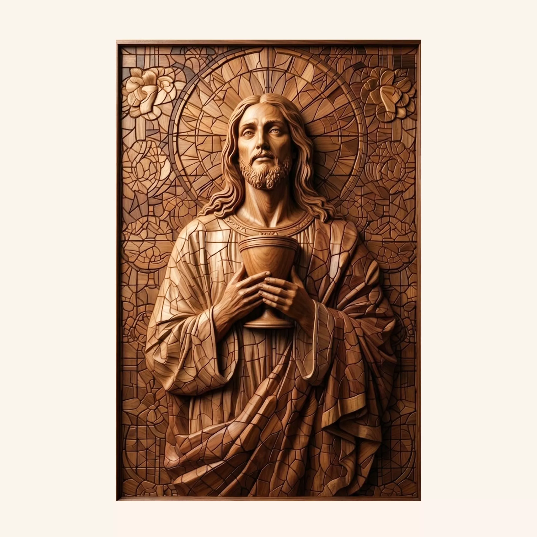 SACRED HEART JESUS MOSAIC PLAQUE 3D RELIEF STL 3D print model