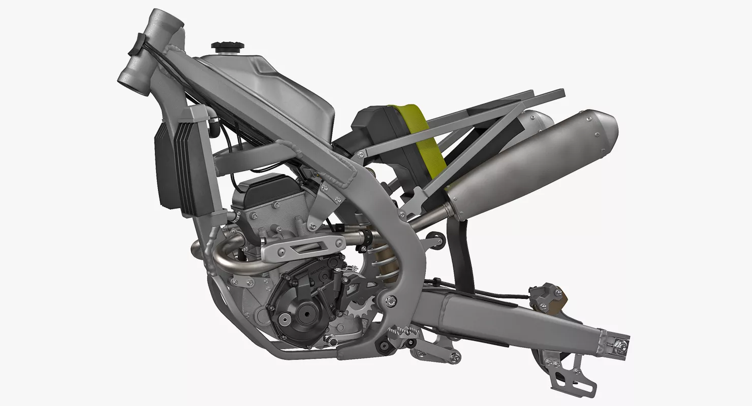 Motocross Motorcycle Engine And Frame 3D model