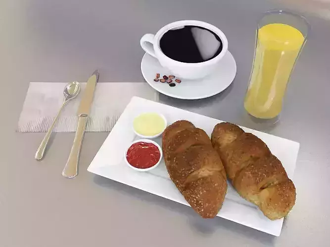 - Breakfast Set - cell Low-poly 3D model