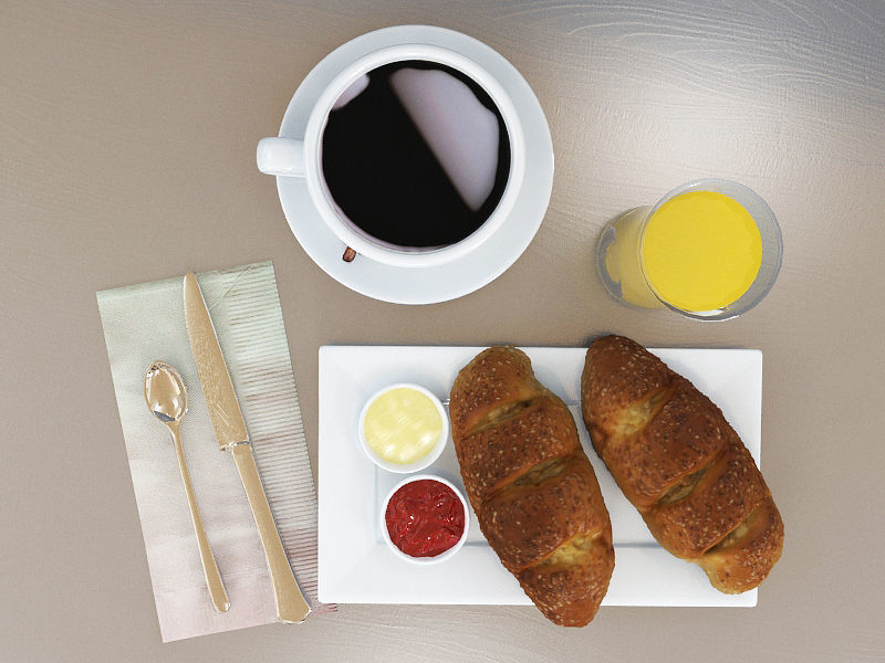 - Breakfast Set - cell Low-poly 3D model_2