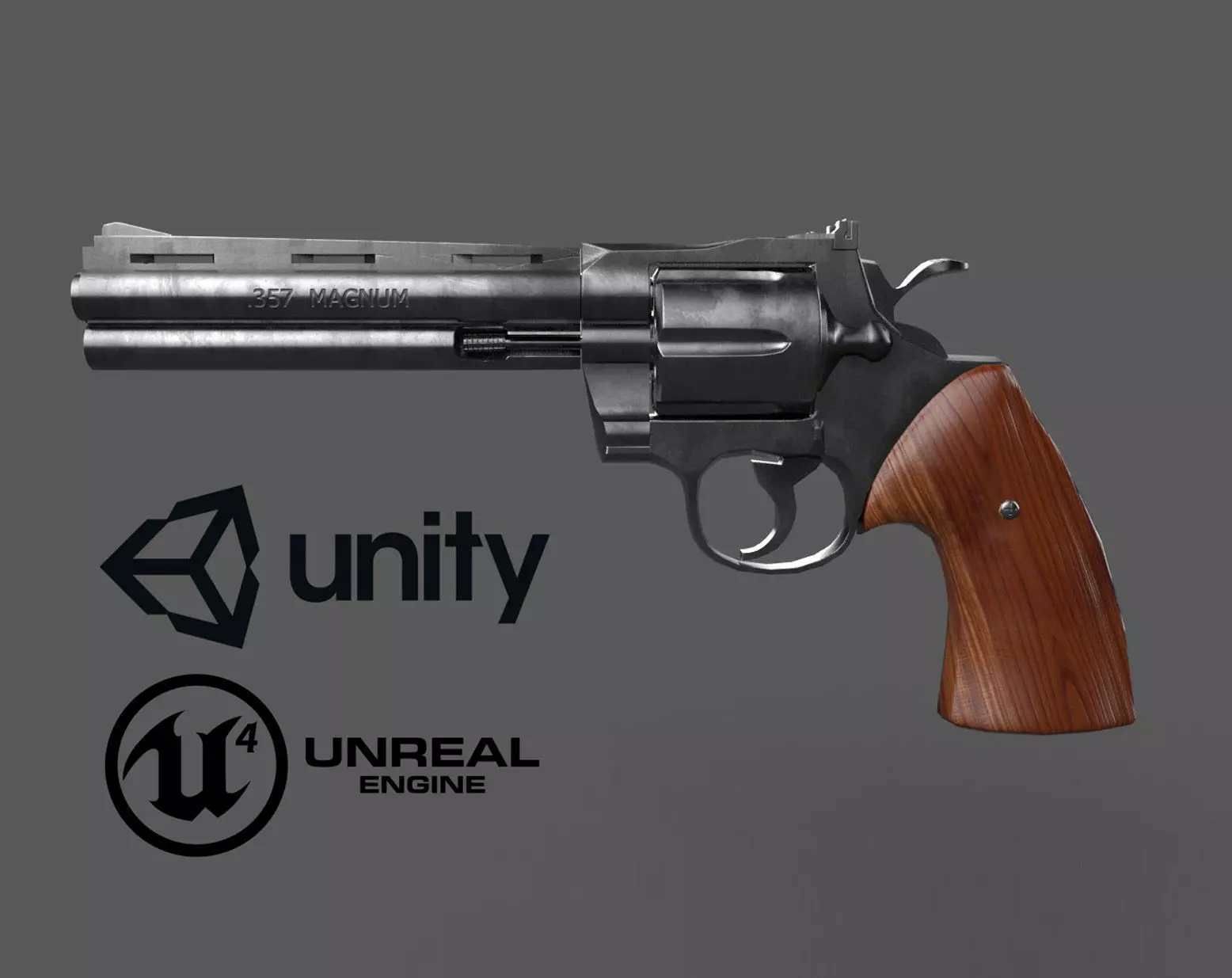 357 Magnum pistol Free low-poly 3D model_0