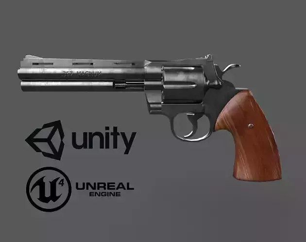 357 Magnum pistol Free low-poly 3D model