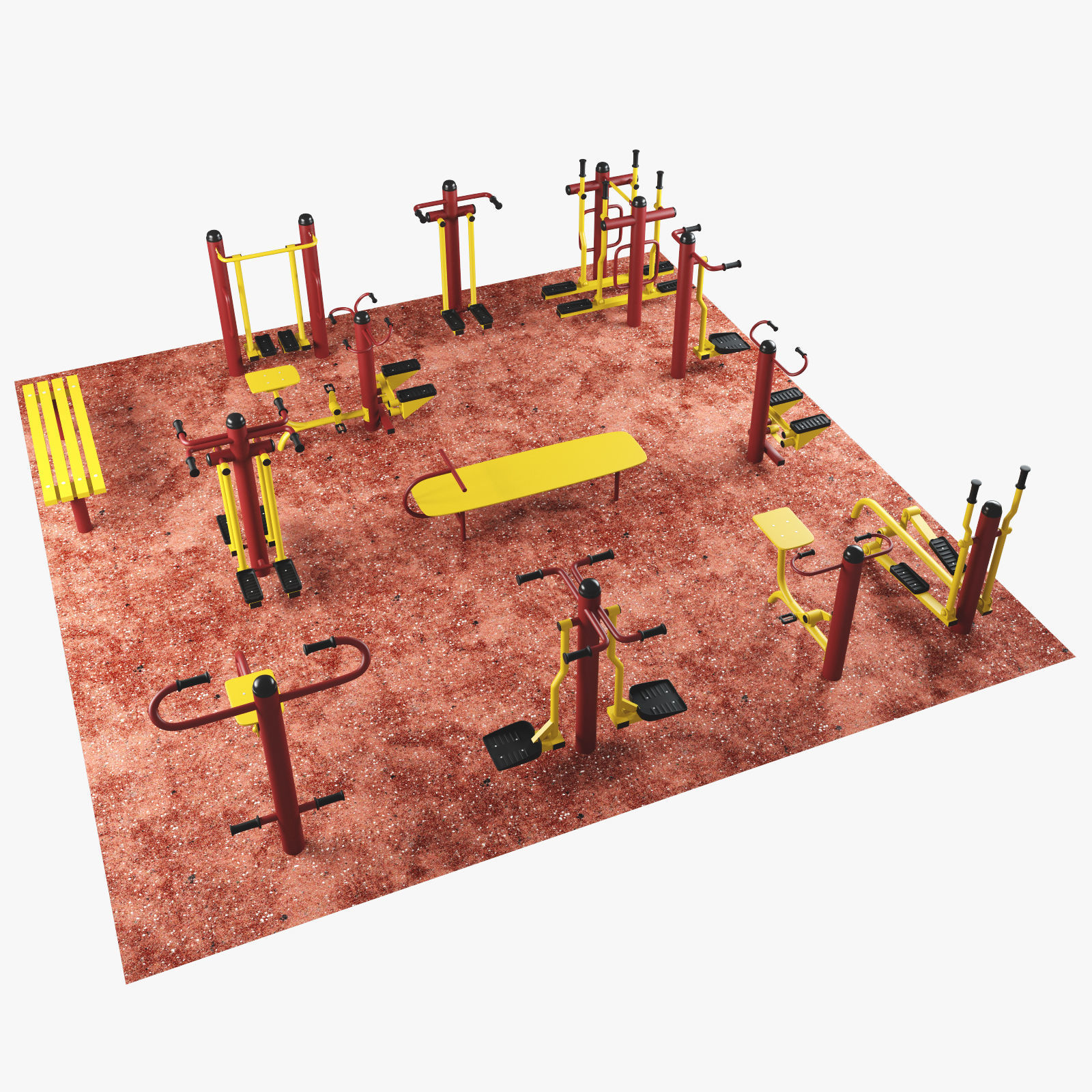 Outdoor Gym Set 001 3D model_1