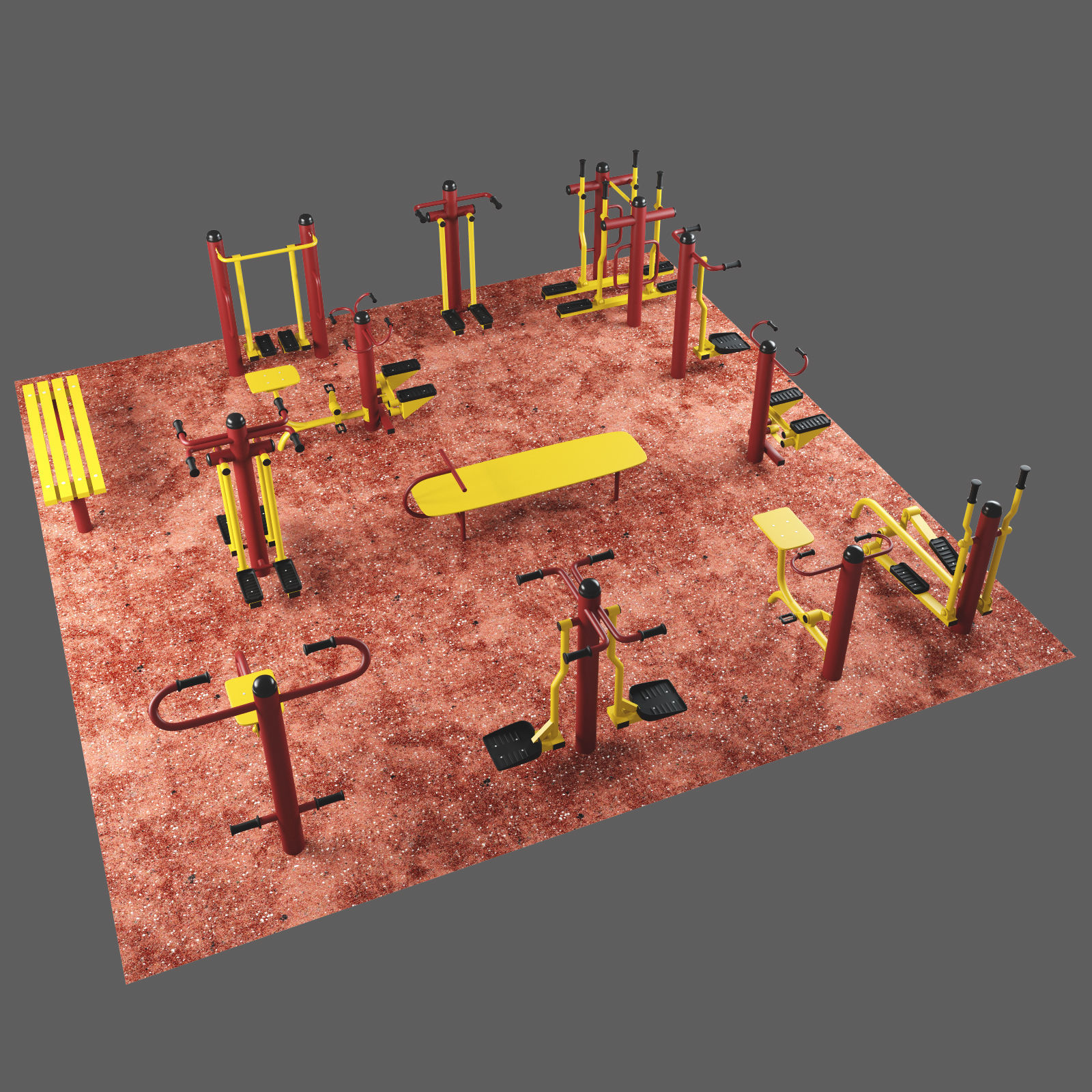 Outdoor Gym Set 001 3D model_2