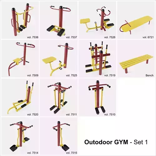 Outdoor Gym Set 001 3D model Outdoor Gym Set 001 3D model