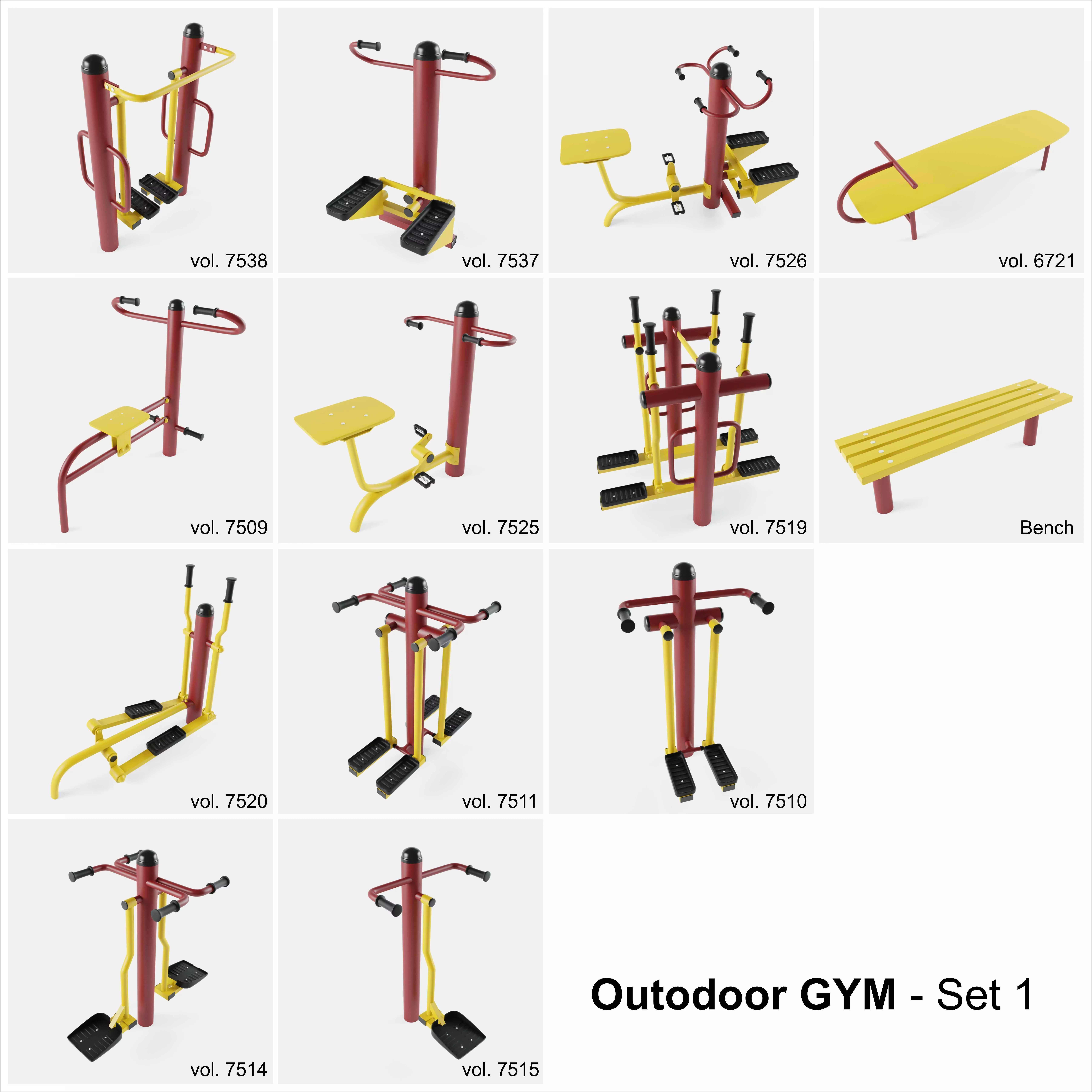 Outdoor Gym Set 001 3D model_0