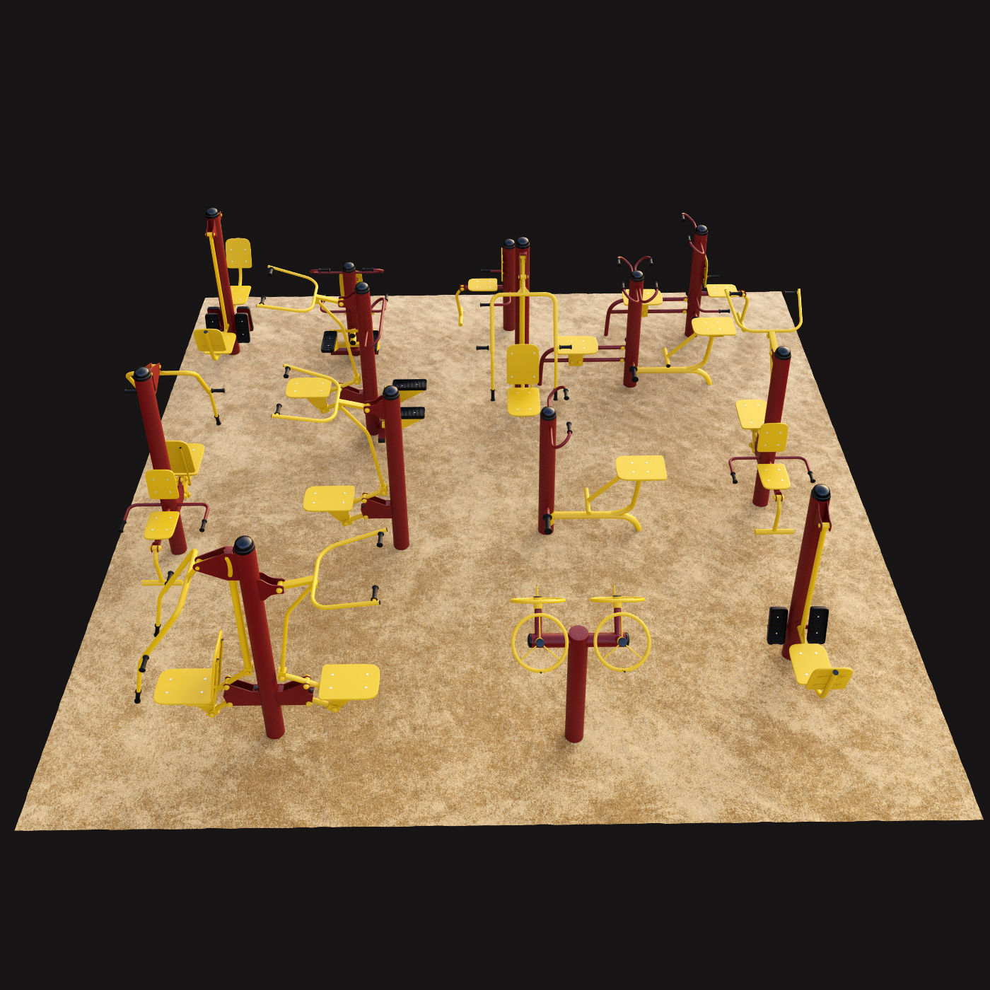 Outdoor Gym Set 002 3D model_1