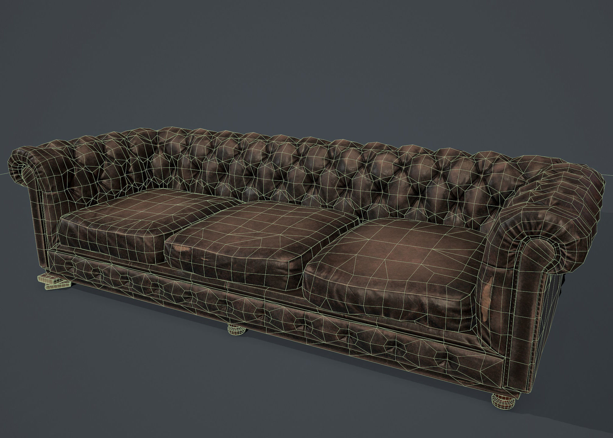 Old sofa Low-poly 3D model_11
