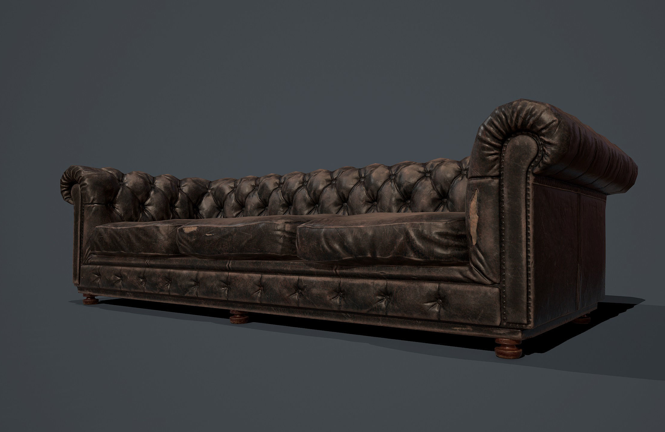 Old sofa Low-poly 3D model_2