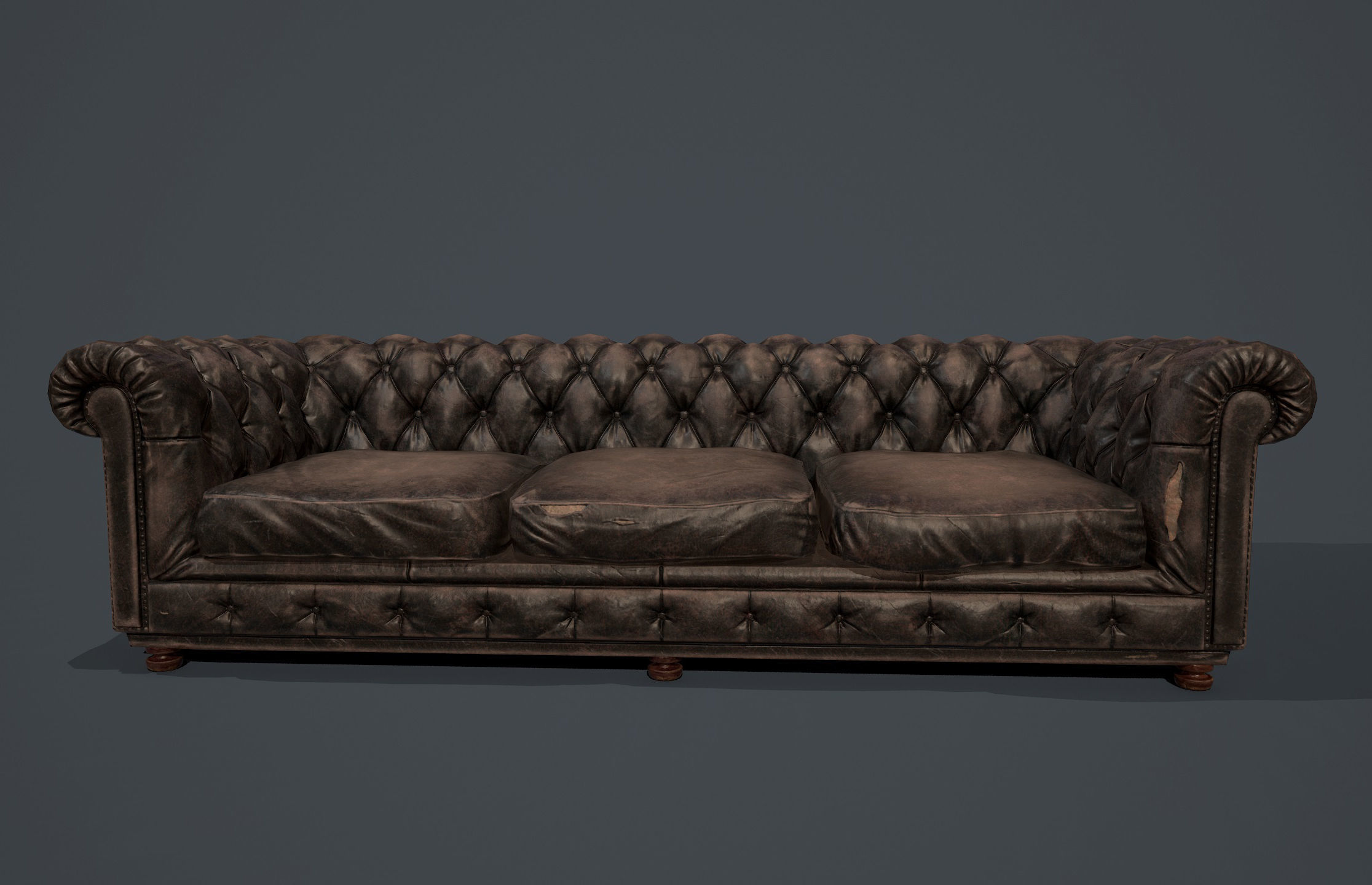 Old sofa Low-poly 3D model_1