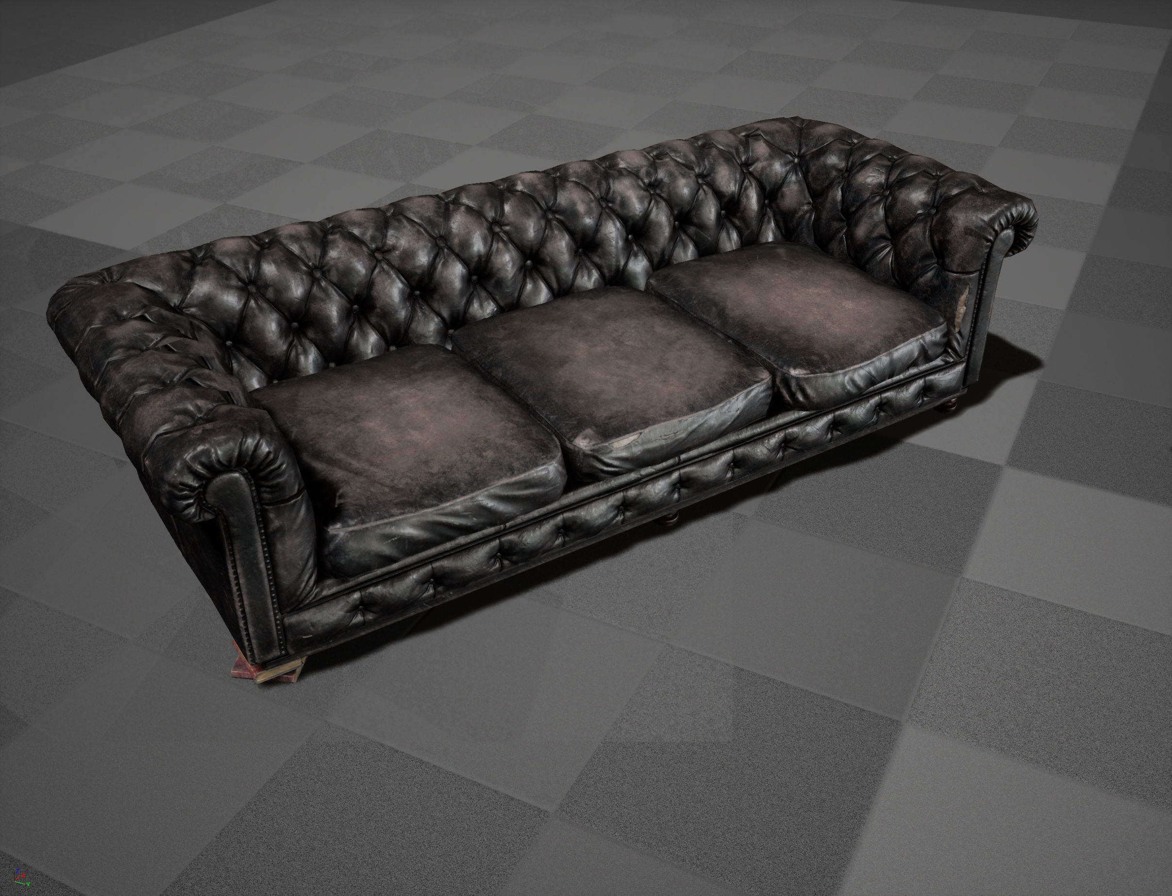 Old sofa Low-poly 3D model_12