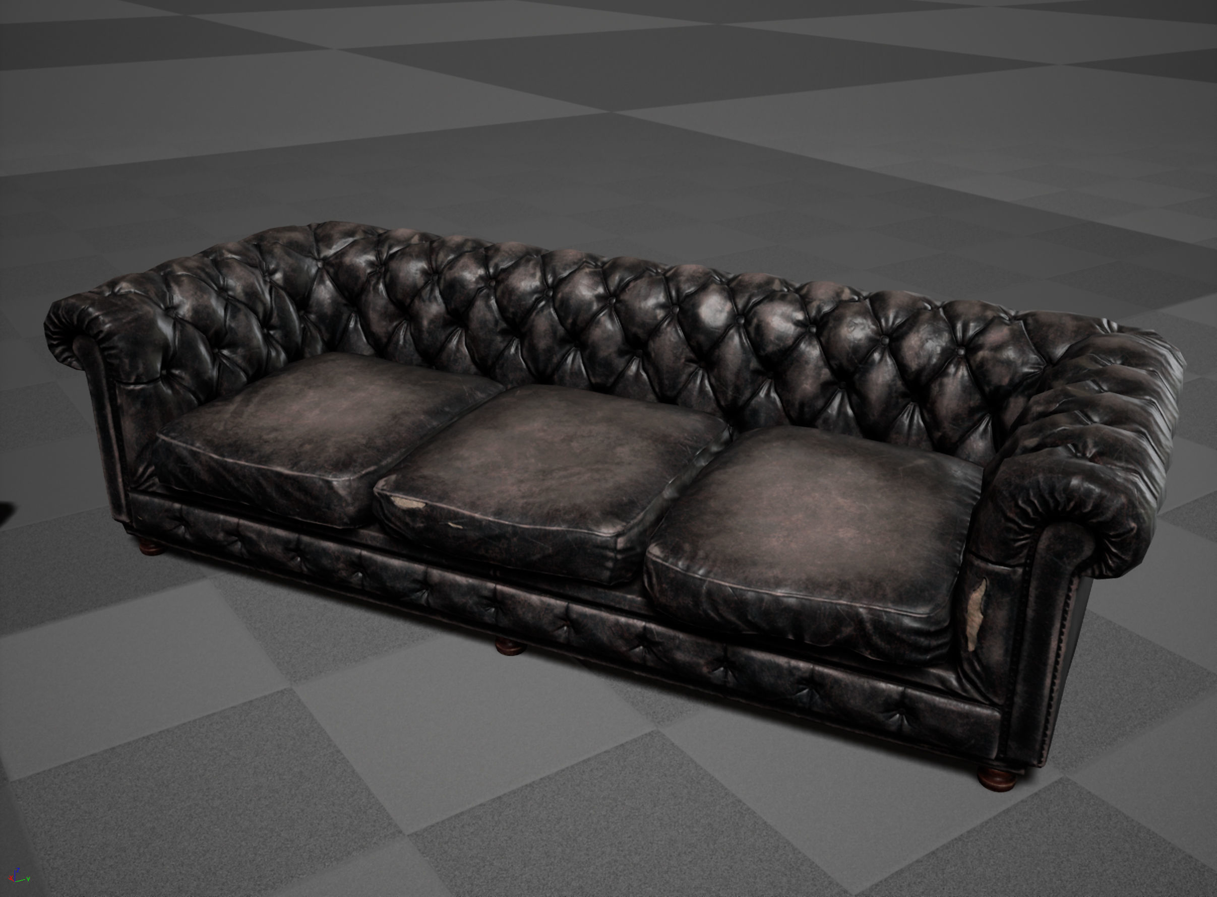 Old sofa Low-poly 3D model_13