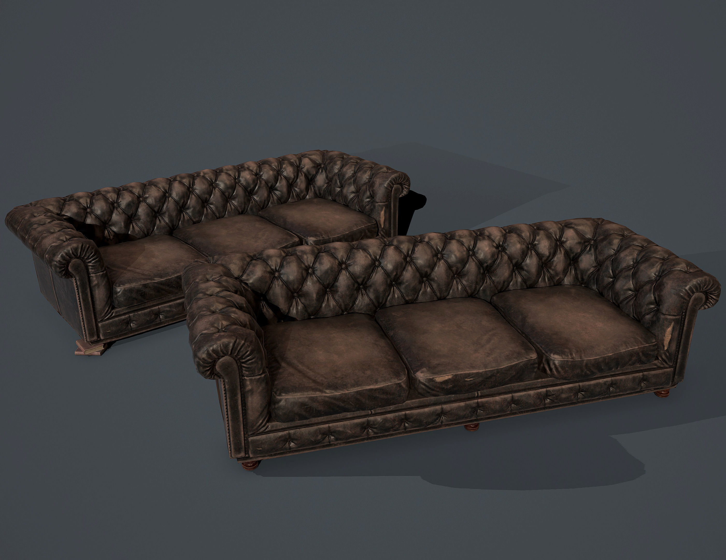 Old sofa Low-poly 3D model_0
