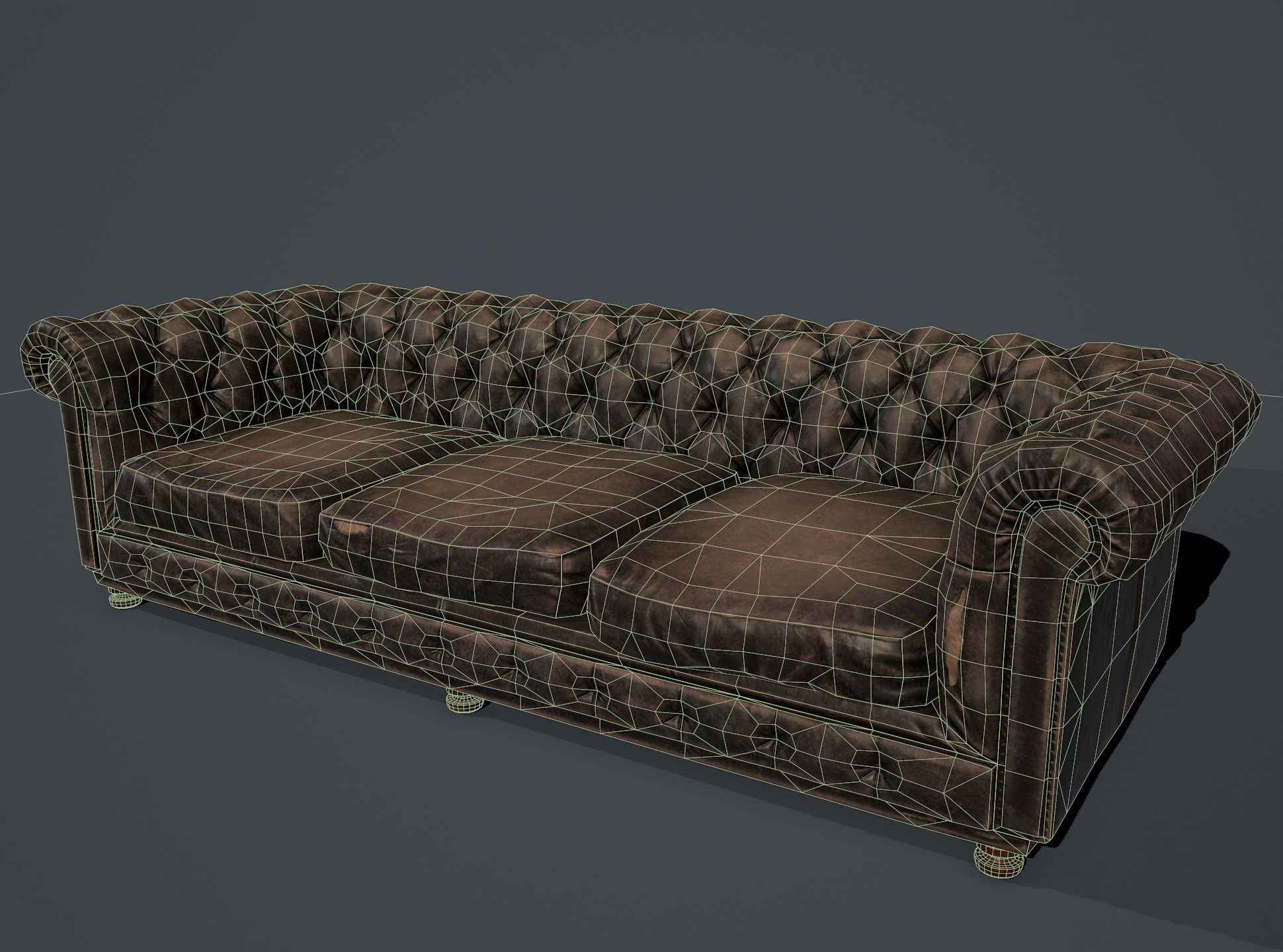 Old sofa Low-poly 3D model_10