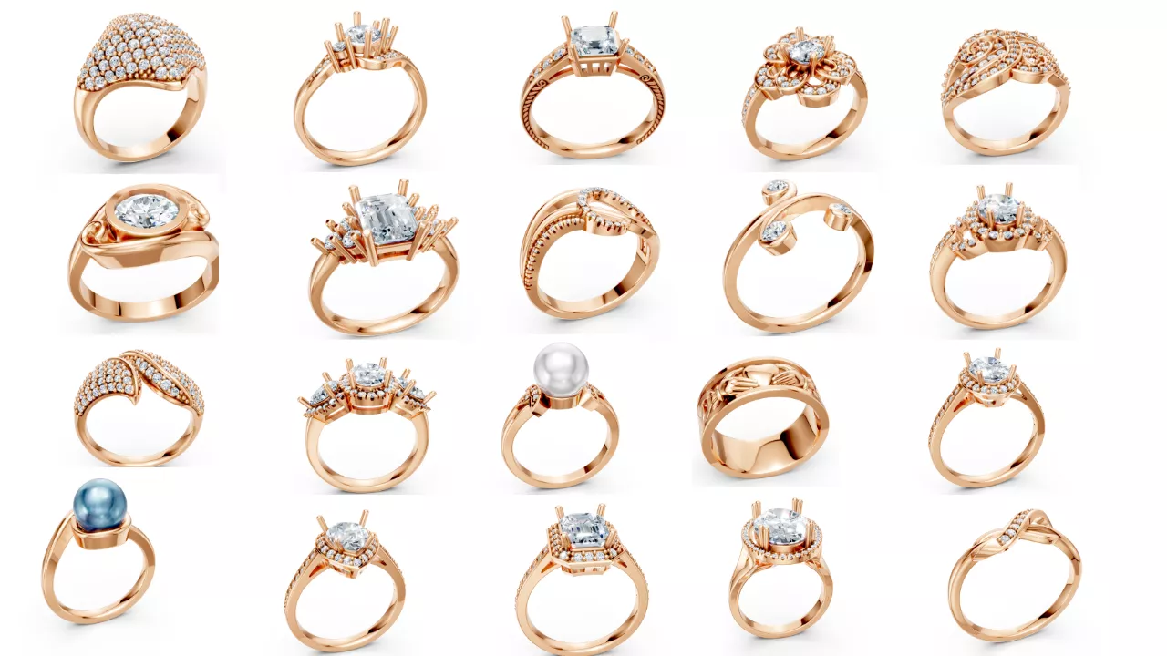 20 Engagement Rings Collection Diamond Jewelry 3D Printing 3D print model