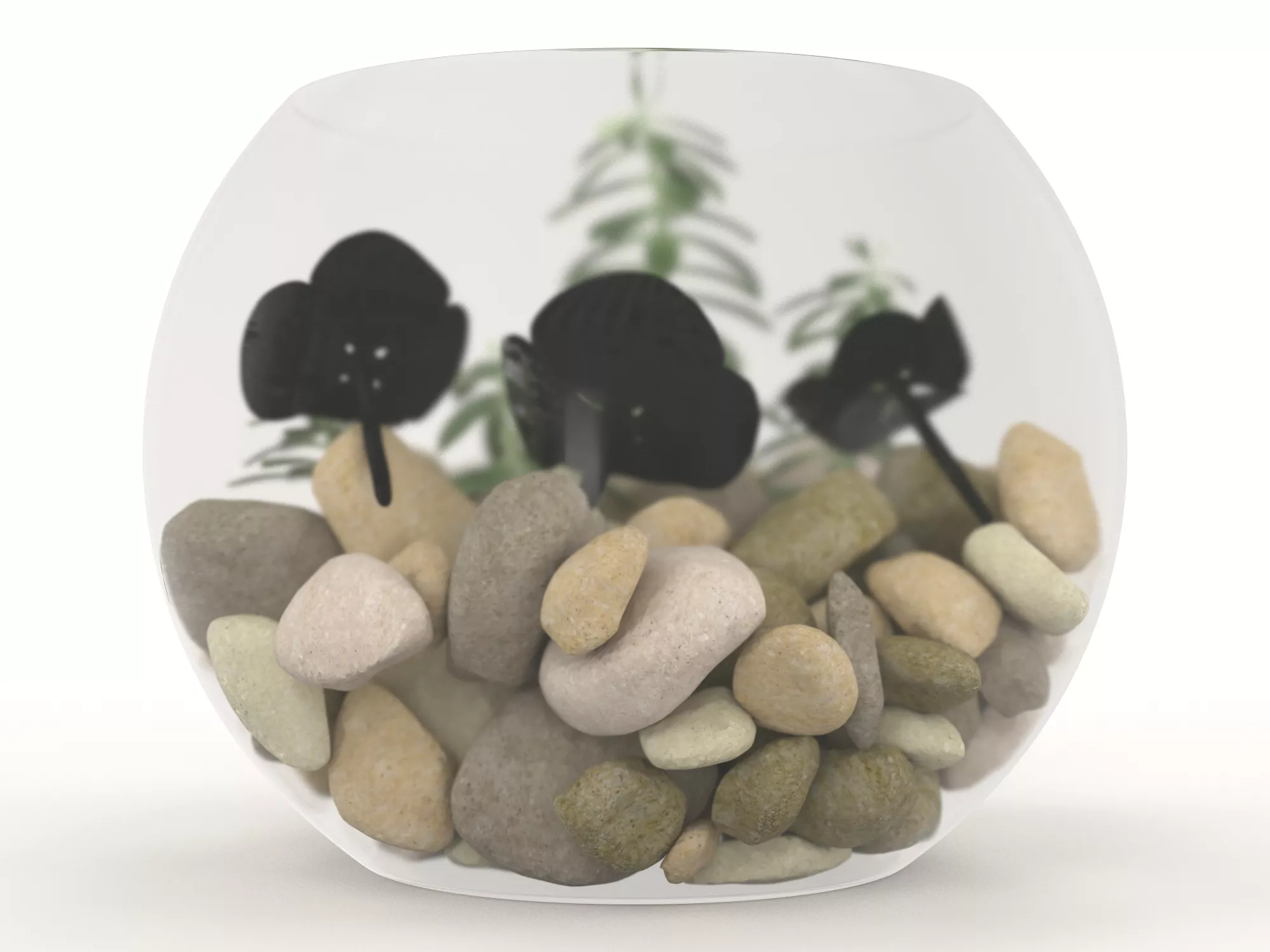 Glass Bowl Terrarium with Pebbles and Indoor Plants Free low-poly 3D model
