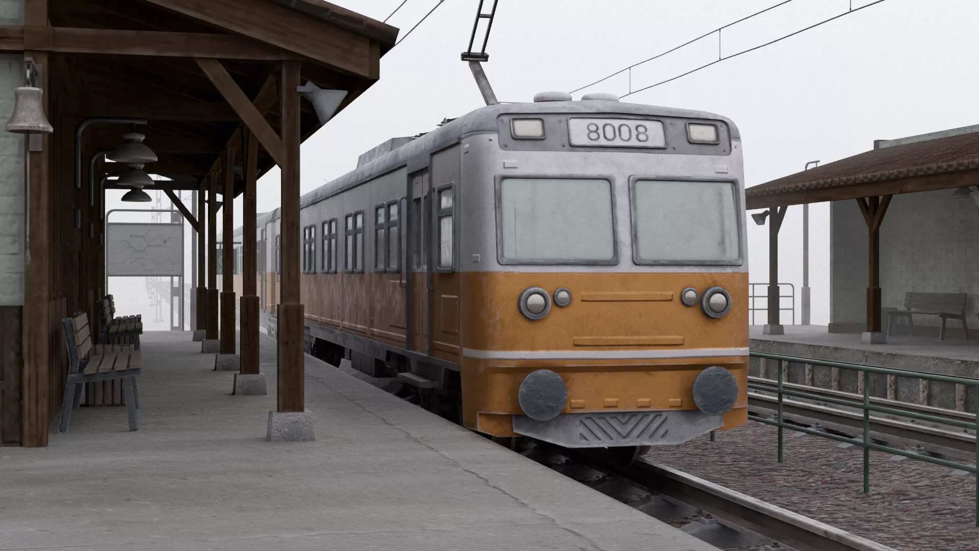 Train station Low-poly 3D model
