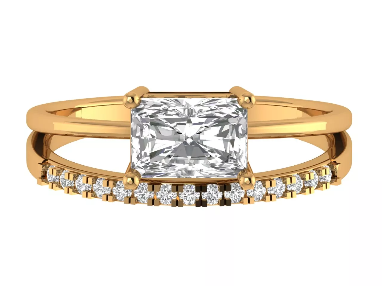 Emerald Engagement Solitaire Ring 3D print model