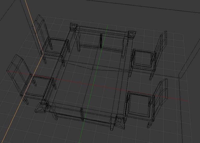 Dinner Room Set Game Ready Low-poly 3D model_4