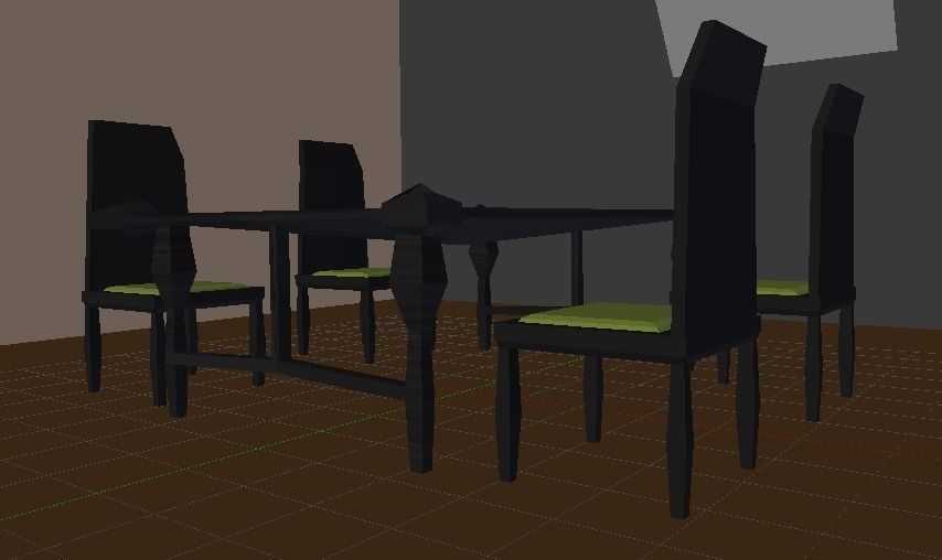 Dinner Room Set Game Ready Low-poly 3D model_2