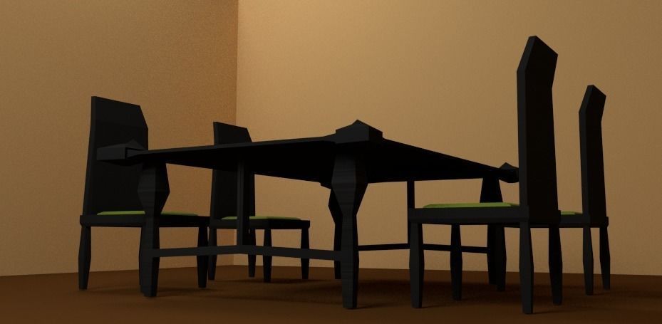 Dinner Room Set Game Ready Low-poly 3D model_5