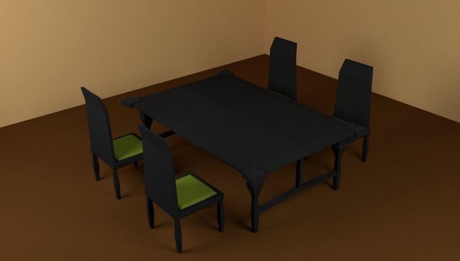 Dinner Room Set Game Ready Low-poly 3D model_0