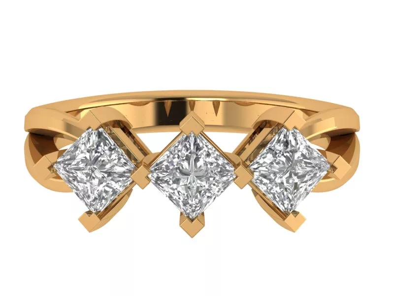 Princess Three Stone Ring 3D print model