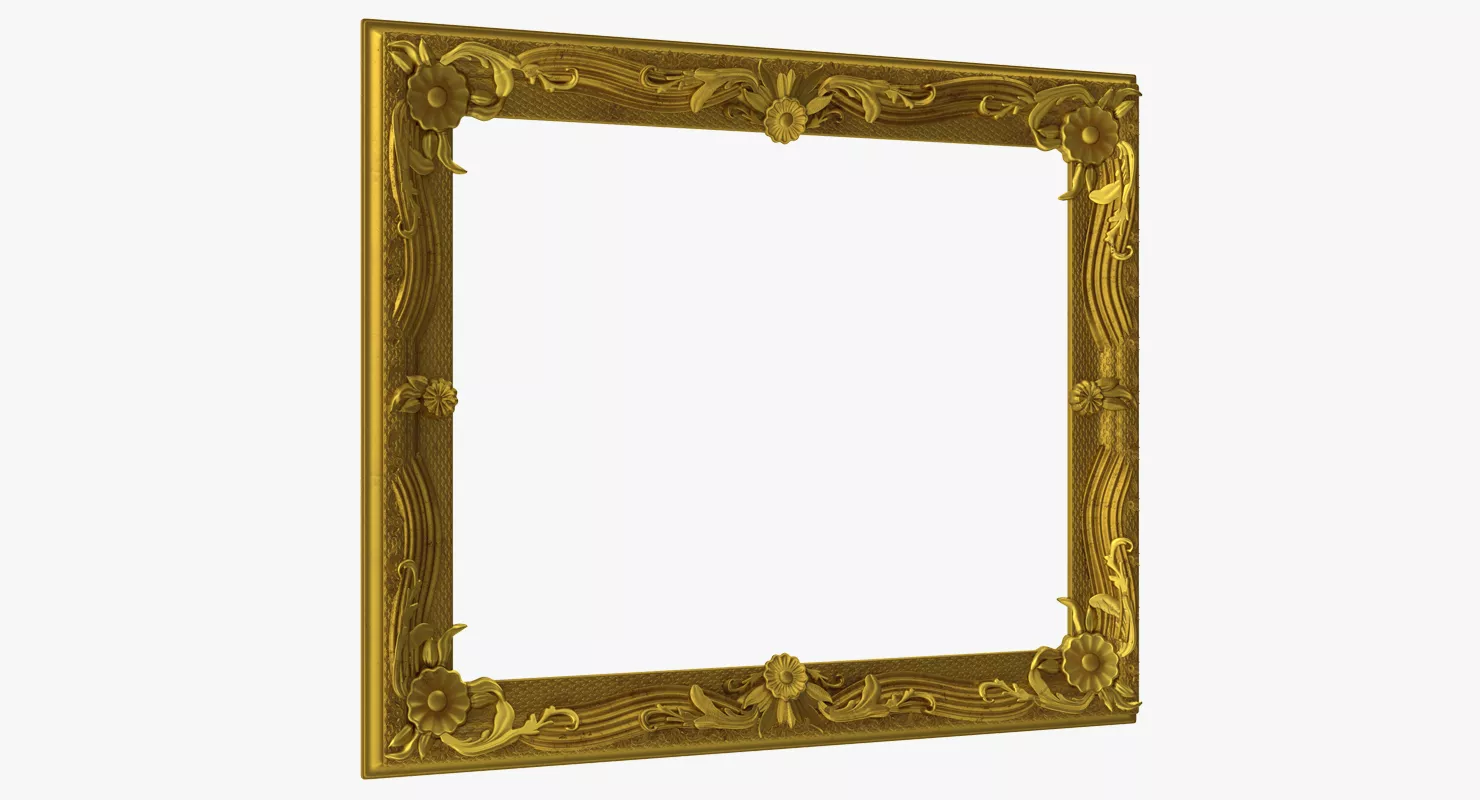 Ornate Vintage Baroque Antique Gold Picture Frame 3D model