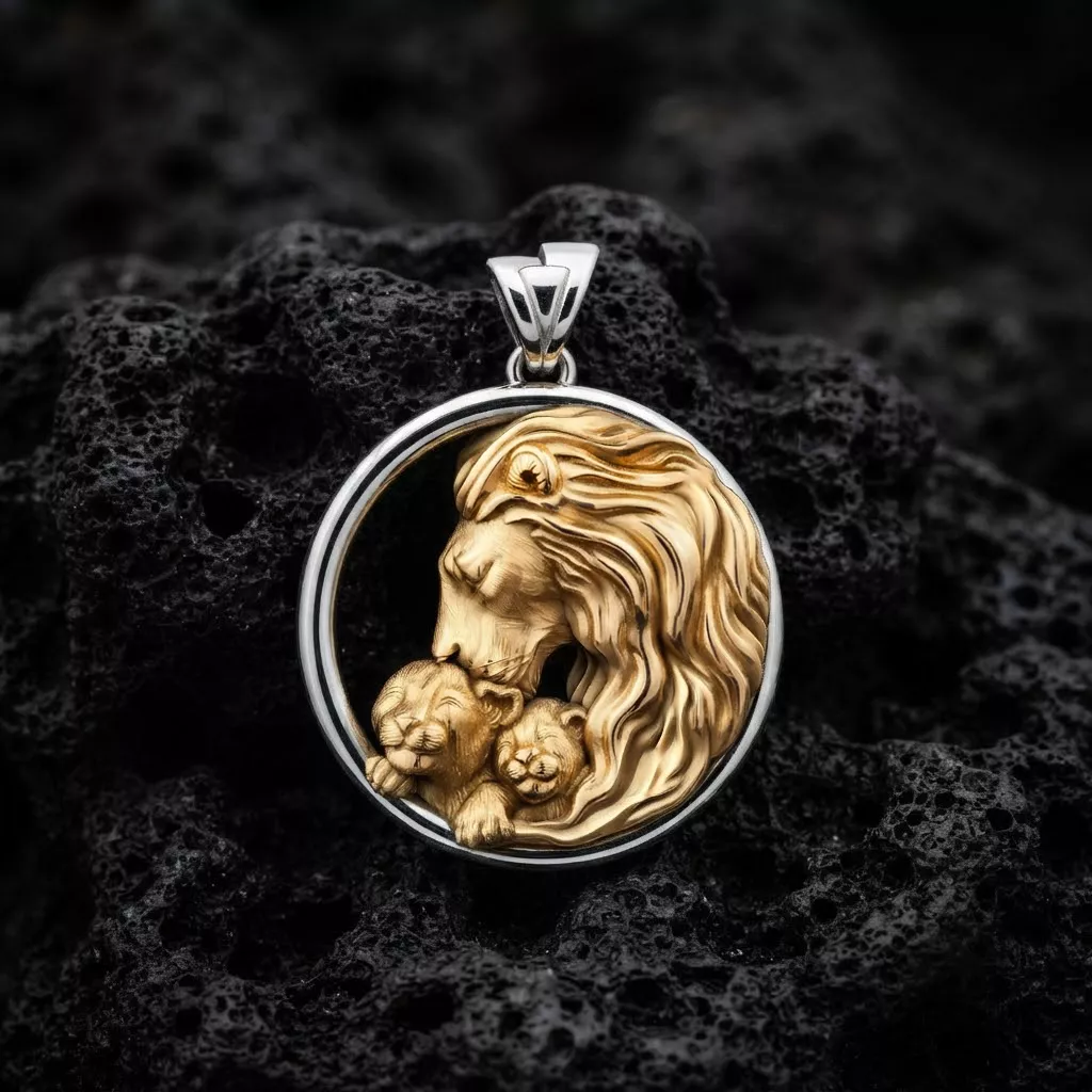 Lion with Two Cubs Pendant 3D print model