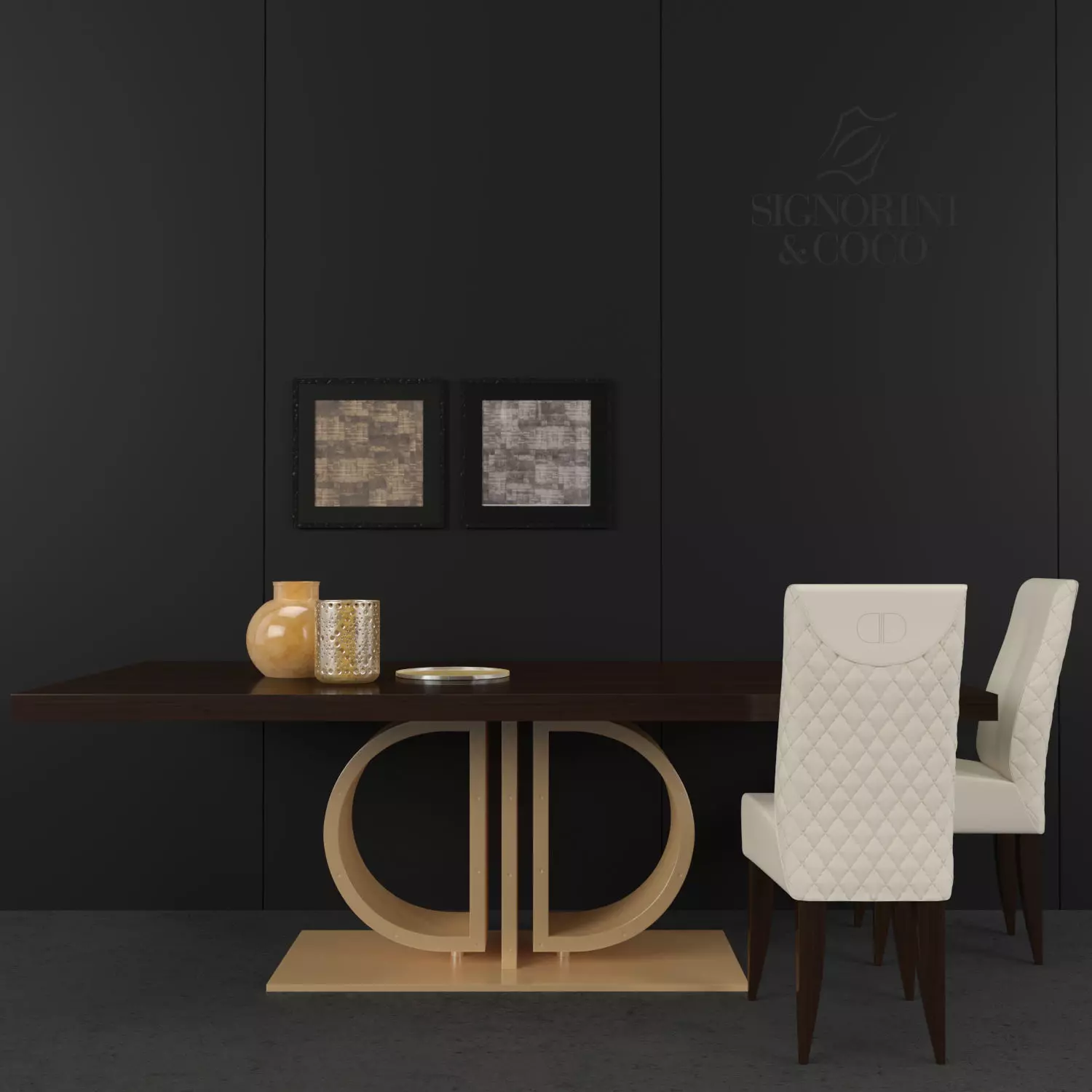 Signorini and Coco Daytona Monogram table with vivien chair 3D model_0