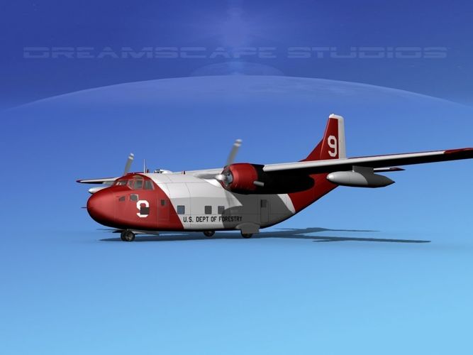 Fairchild C-123B Provider Firefighter 1 3D model