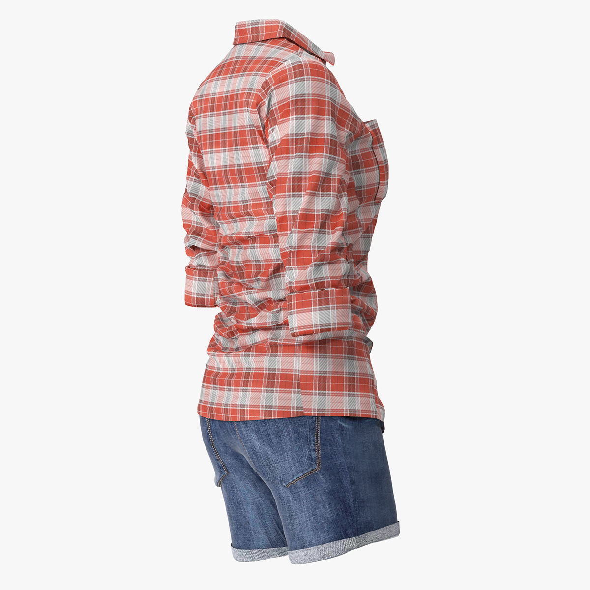Jeans Shorts With Shirt Women 3D model_3